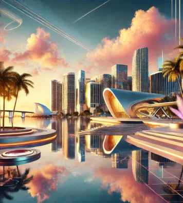 DALL·E 2024-12-28 23.17.29 - A luxurious and elegant background image for a luxury real estate website. Features a Miami skyline with golden and pink sunset hues, tropical element